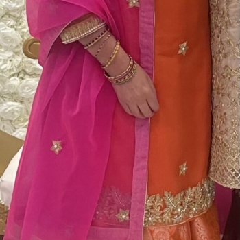 Orange and pink gharara